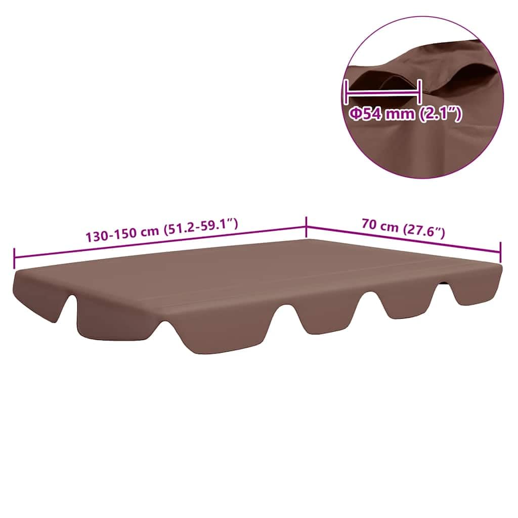 vidaXL Ersatzdach für Gartenschaukel Hollywoodschaukel Dach Dachbezug Schaukeldach Ersatz-Bezug Sonnendach Dachplane Braun 150/130x105/70 cm