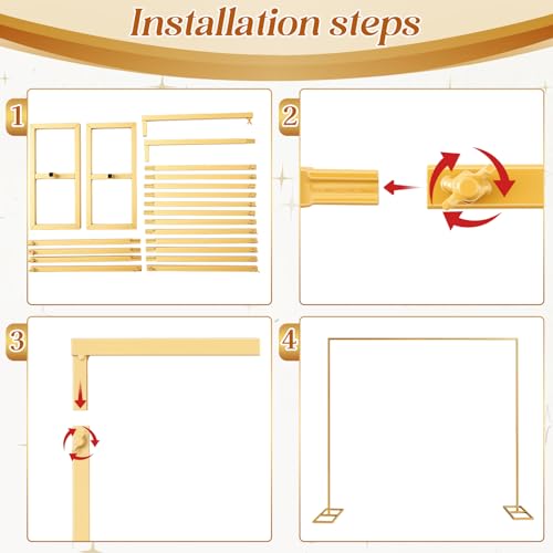 Fumete 8 x 8 ft Gold Backdrop Stand with White Drape and LED Kit by Fumete - Used condition - Image 7