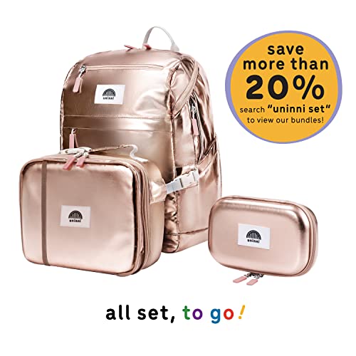 Uninni 16" Kid's Backpack For Girls And Boys Age 6+ With Padded, And Adjustable Shoulder Straps. Fits For Height 3'9" Above Kids (Rose Gold) #TOP6