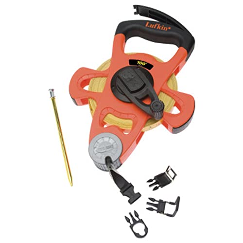 Crescent Lufkin 1/2" X 30M/100' Hi-Viz Orange Fiberglass Sae/Metric Dual Sided Tape Measure - Fm030Cme #TOP3