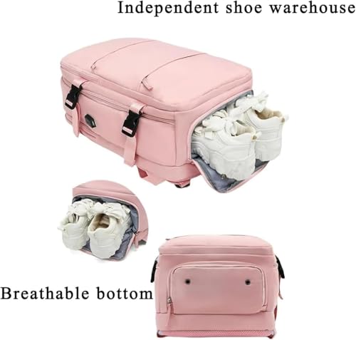 Travel Backpack for Men and Women, Large Capacity 25L Lightweight Backpack with Separate Shoe Compartment, Business Work Bag (Purple)3