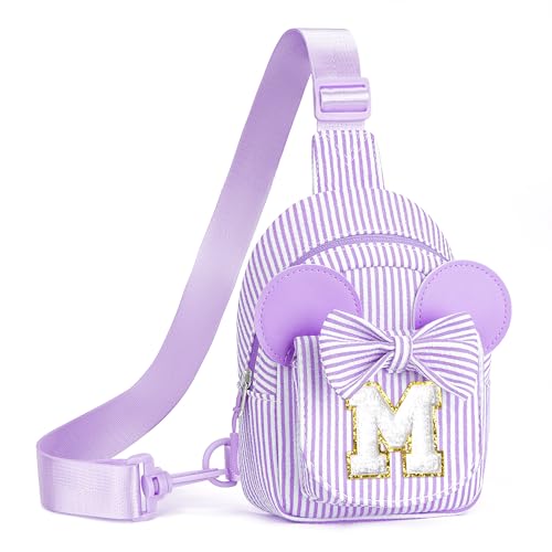 Image of Birthday Gifts for 2 3 4 5 6 Year Old Girl Kids Sling Bag, Purple M | 2 3 4 5 6 7 Year Old Girl Birthday Gift, Initial Crossbody Bag, Girls Kids Birthday Gifts, Sling Bag for Kid, Toddler Purse