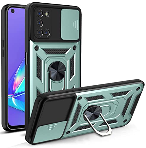 bojioderf Compatible with Samsung Galaxy A21s Case,Compatible with Samsung Galaxy A21s SM-A217 Magnetic Bracket [PC+TPU] 2 in 1 Slide Lens Green