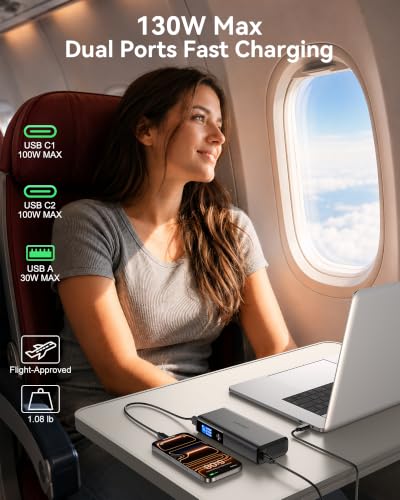 GREPRO 100W Laptop Power Bank, 20000mAh 130W Total Aluminum Alloy USB C - image 3