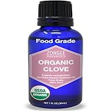 Zongle USDA Certified Organic Clove Essential Oil, Safe to Ingest, Eugenia Caryophyllata, 1 oz