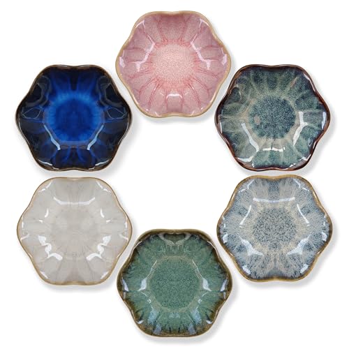ZestyQuill 6-Pack Ceramic Soy Sauce Dipping Bowls, 6 Colors, 2.5oz, 4.1in