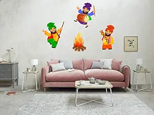 Sticker Hub Lohri Dance Special Wall Sticker (PVC Vinyl, 77 X 114)