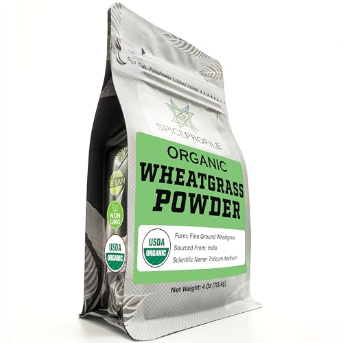 Spice Profile USDA Organic Wheatgrass Powder, Lab Tested for Heavy Metals, Resealable 4oz Pouch, Gehun Ka Ghas, Hierba de Trigo