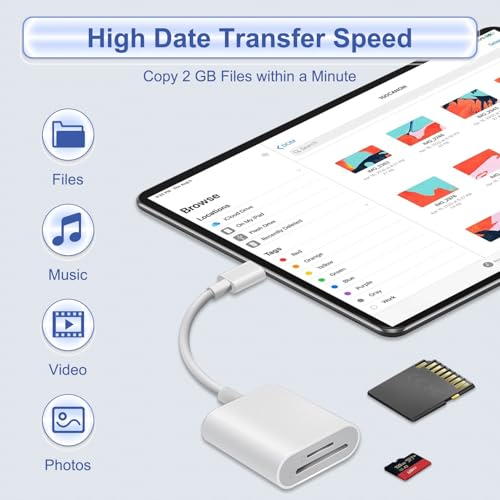 SD Kartenleser USB C für iPhone 17/16/15, 2 in 1 USB C auf SD/Micro SD Card Reader Kartenlesegerät Typ C Speicherkartenleser Adapter für iPad Pro/Air, Samsung Galaxy Serie,Laptop und mehr Typ C-Geräte
