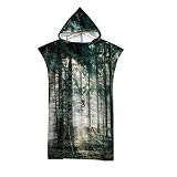 Serviette De Bain Adulte Cape À Langer De Surf Sur La Plage - Peignoir Portable À Capuche À Imprimé Forêt Isolée Mystérieuse, Poncho De Voyage De Camping De Natation Paysage Créatif Personnal