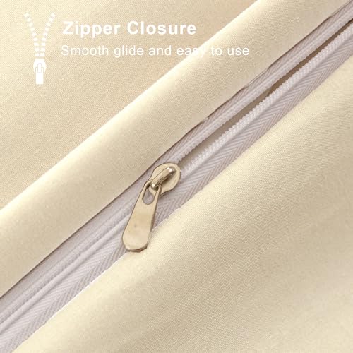 Soifox Super King Duvet Cover Set, Cream Bedding Set Superking Size Bed with Zipper Closure - Image 4
