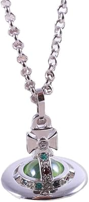 ZHAOZHAO Saturn Necklace for Women - Sky Star Saturn Planet Pendant with Green Quartz Crystal