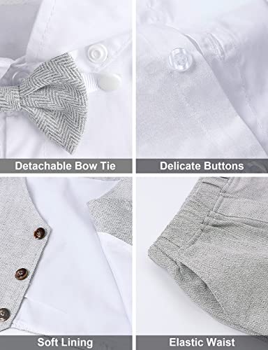 A&J Design Baby Boys Shorts Sets Gentleman Suit (18-24 Months, Light Gray) #TOP4