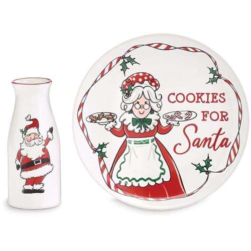 Wowser Santa Milk Jug and Mrs. Claus Plate Gift Set,