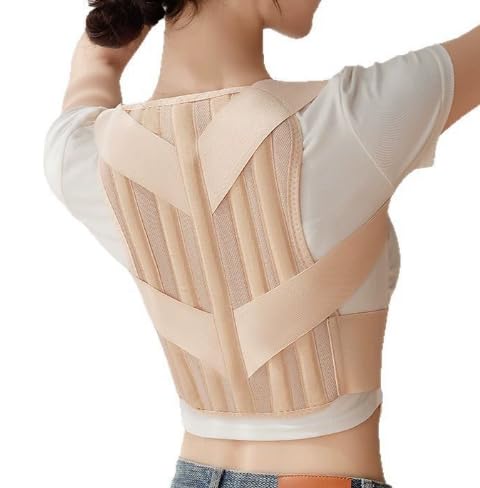 Cintura per correzione schienale; cintura per la correzione della postura per migliorare la postura della spalla e del collo; dispositivo di correzione della postura in seduta; ortopedico (beige, S/M)