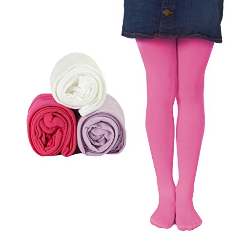 Mallary Girls Microfiber Tights 3-Pack Multiple Colors, Totally Pink, 6-Apr