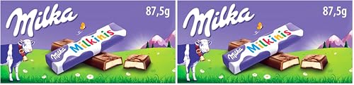 Milka Milkinis, Mini Barritas de Chocolate con Leche de los Alpes, Rellenas de Crema Láctea, 87,5 g (Paquete de 2)