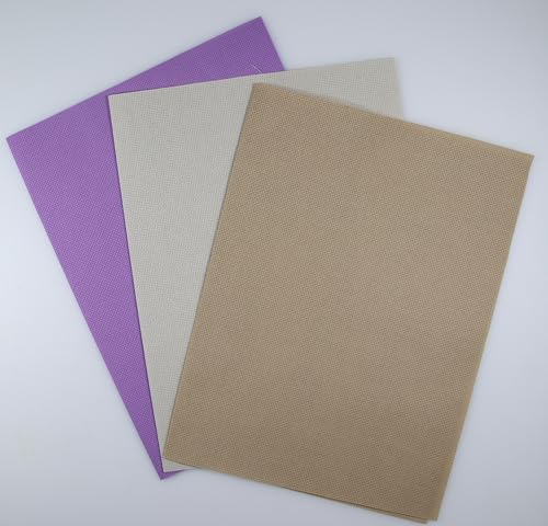Image of KCS 3 pc of 12 inch x 18 inch(30cmx45cm) 16CT Counted Cotton Aida Cloth Cross Stitch Fabric (Pearl Grey+Khaki+Lavender)