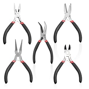 Juego de 5 alicates para joyas, alicates de punta redonda, cortador de alambre, juego de alicates, para fabricaciÃ³n de joyas, manualidades, etc