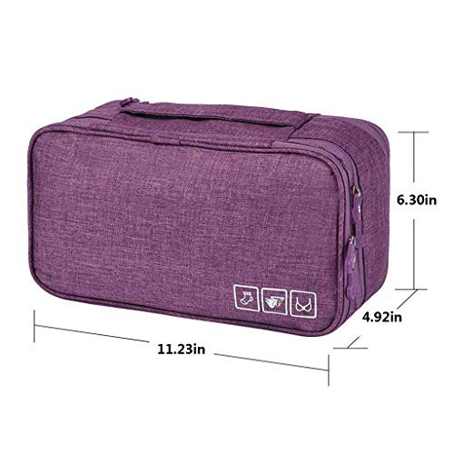 FAMOORE Travel Bra Underwaer Organizer Compact Lingerie Box Fornight Toiletry Bag (Purple)4