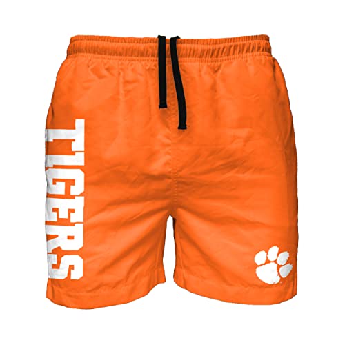 FOCO Clemson Tigers NCAA Mens Solid Wordmark Swimming Trunks