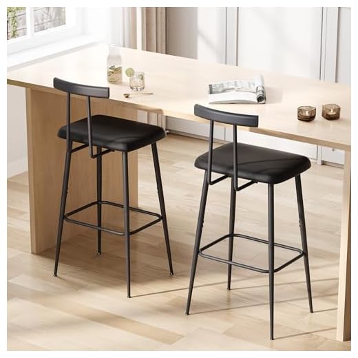 Black Bar Stool Set of 2,Tall Meta Black Barstools,Counter Bar Height Stool