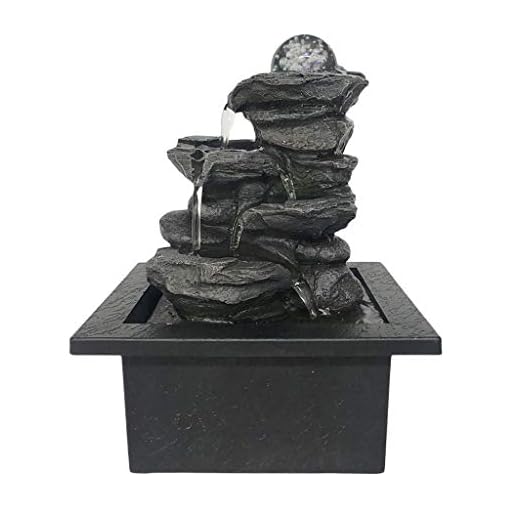 Inomhus fontäner inredning Perfekt skrivbord dekoration berg sten fontän tre våningar vattenfall tabletop vatten fontän 8,3"hög för sovrum vardagsrum hem kontor Bordsvattens fontän