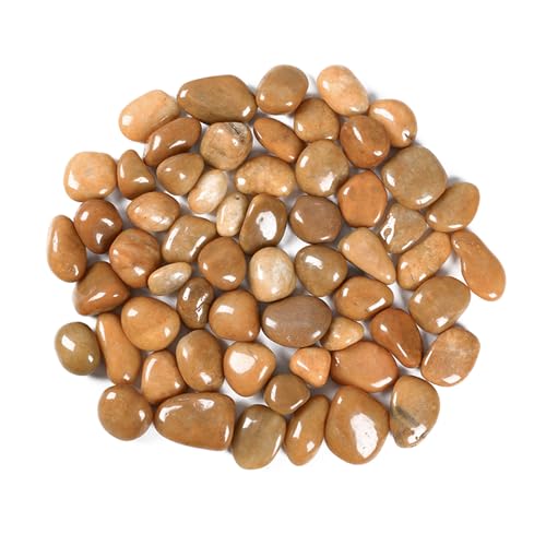 2000g Galets Naturelsdecoratif Poli, 2-4 cm Petit Cailloux Decoratif pour Plante, Galets de Rivière Pierres Polies Décoratives Naturelles pour Aquarium Vase Jardin Plantes (Jaune, 2-4 cm)