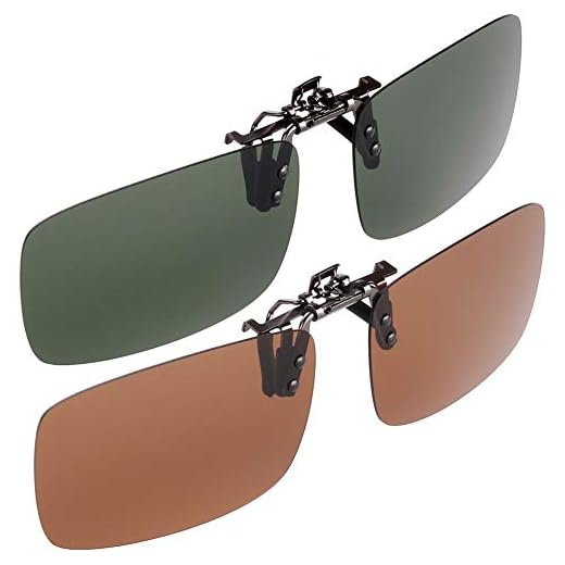 H&S Clip-on solglasögon 2 par polariserade Flip Up fit solglasögon glasögon för kvinnor män