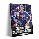 Sunwes Shai Gilgeous-Alexander MVP Canvas Wall Art, OKC Thunder Star with MVP Trophy Print, NBA Conference Finals Basketball Decor for Sports Rooms 11x14 Inch