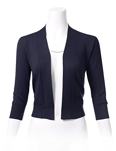 Image of Allsense Women's 3 /4 Sleeve Cropped Shrug Cardigan | Classic Bolero, Open-Front, Lightweight Soft Fine Knit Cover Up