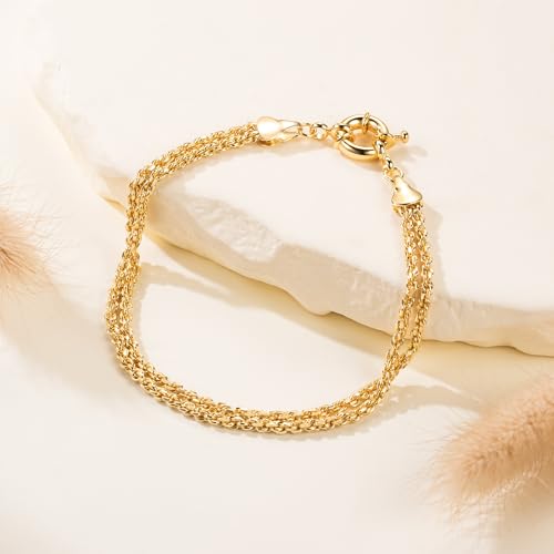 Gold Bracelets For Women 14K Gold Bracelet For Women Layered Bracelet For Womens Beauty In Simplicity Understated Handmade Rope Bracelets For Womens 6.7/7.5/8.3 Inches2