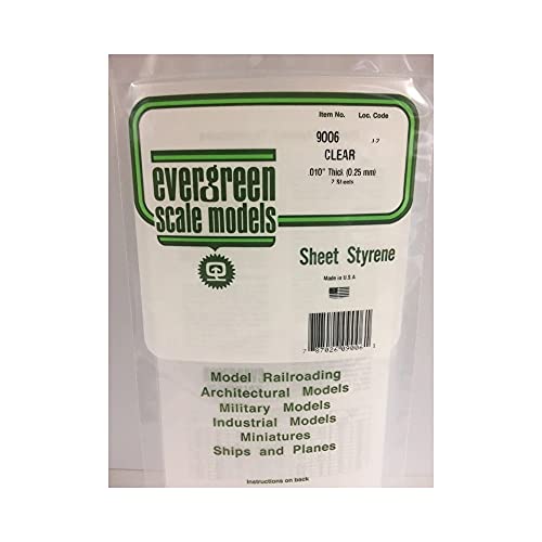 evergreen 9006 Durchsichtige Polystyrolplatte, 150 x 300 x 0,25 mm, 2 Stück