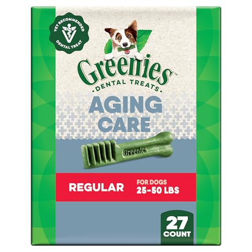 Greenies Veterinarian-Recommended Aging Care Adult Natural Dental Dog Treats Petite Size, 27 oz. Pack, 45 Count