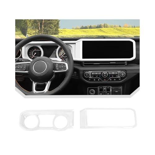 JeCar White ABS Dashboard Trim Interior Accessories for 2024-2025 2026+ Jeep Wrangler JL & Gladiator JT, Instrument Cluster & Center Screen Frame Decoration Upgrade by JeCar - Used condition - US$41.04