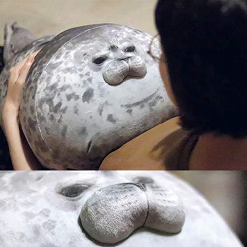 Blivener Chubby Blob Seal Pillow Stuffed Cotton Plush Animal Toy Cute Ocean Pillow Pets Grey Small