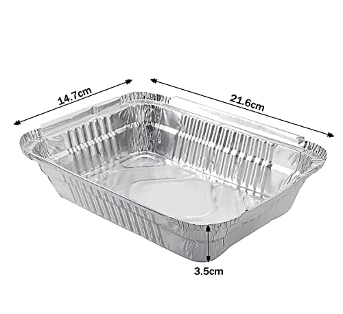 LATRAT 25 Stück Alu-Tropfschalen, Grillschalen Einweg Aluschalen ohne Deckel für Reste, Grill, Kuchen, Obst und Gemüse, 21.6 * 14.7 * 3.5CM