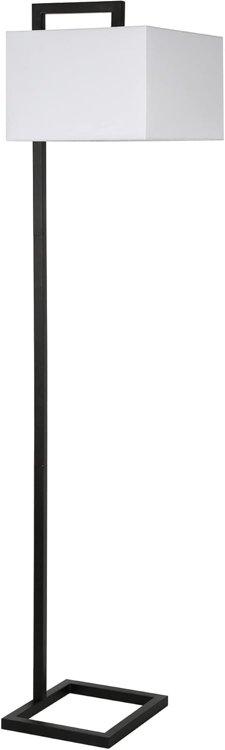 Grayson 68" Tall Floor Lamp with Fabric Shade in Blackened Bronze/White Floor Lamp Blackened Bronze/White 68" Tall