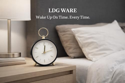 Image of Classic Black Twin Bell Table Alarm Clock with Night LED Light Heavy Slippers Loud Alarm Clock Ideal for Student and Kids Bedroom Table Top AlarmClock (1-pcs)
