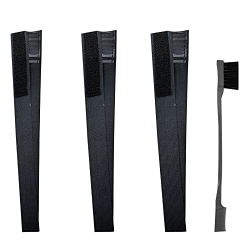 Lot de 3 bandes élastiques pour bords de perruque, bandeau élastique pour perruque, bande élastique avec 1 brosse à cheveux pour fermeture de perruques frontales Cover