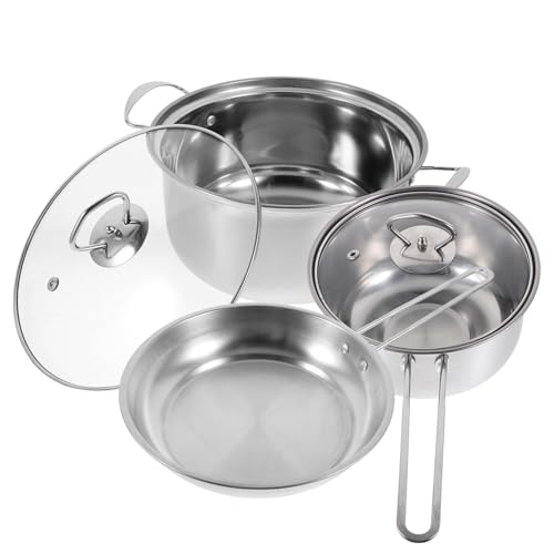 Cabilock Cacerolas Acero Inoxidable Resistente la Oxidación con Olla Cazo y Sartén Diseño Ergonómico para Cocinar Cocina Doméstica