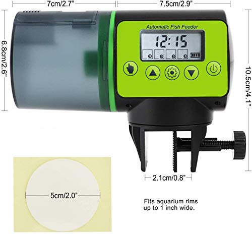 MQ Automatic Fish Feeder, Turtle Fish Food Dispenser Auto Timer with 1Pcs Betta Fish Spawning Leaf Hammock Smart Programmable Digital LCD Large Capacity for New Year Vacation Aquarium Tank Feeder - Thumbnail 3
