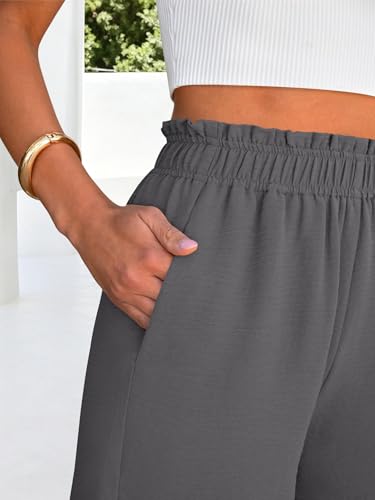 Image of ANRABESS Womens Wide Leg Cropped Palazzo Pants | Lightweight Breathable Elastic High Waisted Pants, Beach Vacation Flowy, Lounge & Casual Summer Trousers with Pockets
