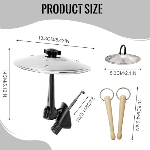 Goiicoln 2 Pack Car Cymbal Air Vent, Car Drum Cymbal Air Vent Set with Mini Drum Stick, Musical Instruments Crash-Ride for Most Vehicles, Silver Belly Dance Finger Cymbals for Music Lovers Fathers Day