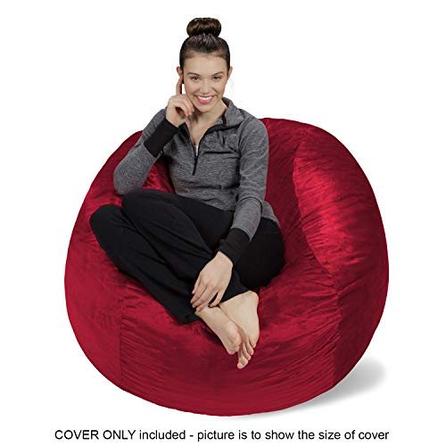Sofa Sack Bean Bag Chair Cover Only, for Adults and Kids, Without Filling Comfy Fluffy Round or Oval Beanbag Chair Cover Replacement, Lazy Sofa Cover for Reading Chair or Floor Chair, 4-Feet, Cinnabar by Sofa Sack - Used condition - Image 2