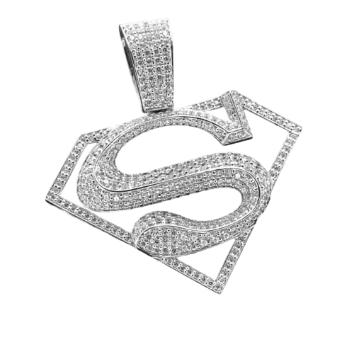 SilverDia 2 Ct Iced Out Diamond Hip Hop Superman Shield Men