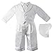 Lauren Madison Baby boy Christening Baptism Infant Vest Set With Satin Pants