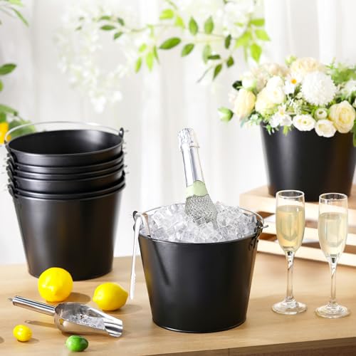 Zopeal 24 Pcs Galvanized Beer Buckets with Scoops Tongs, Matte Black by Zopeal - Used condition - Image 3