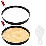 S SYDIEN 8 Inch Large Egg Rings for Frying Eggs with Foldable Handle, 2 Pack Stainless Steel Round Egg Shaper, Eggs Mcmuffin Ring Mold for Camping Pancake Sandwiches