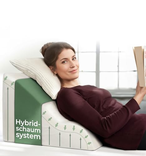 Ergonomisches Lesekissen für Bett und Sofa – Bequemes Rückenkissen mit Memory Foam – Verwendbar als Refluxkissen, Keilkissen Bett, Bettkissen Rückenlehne im Sitzen und Liegen, sofakissen, leseknochen